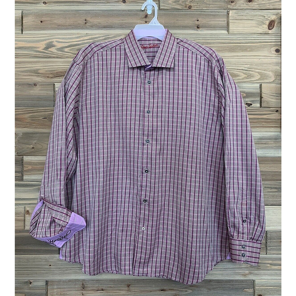 Men's Casual Button-Down Shirt in Light Purple Check